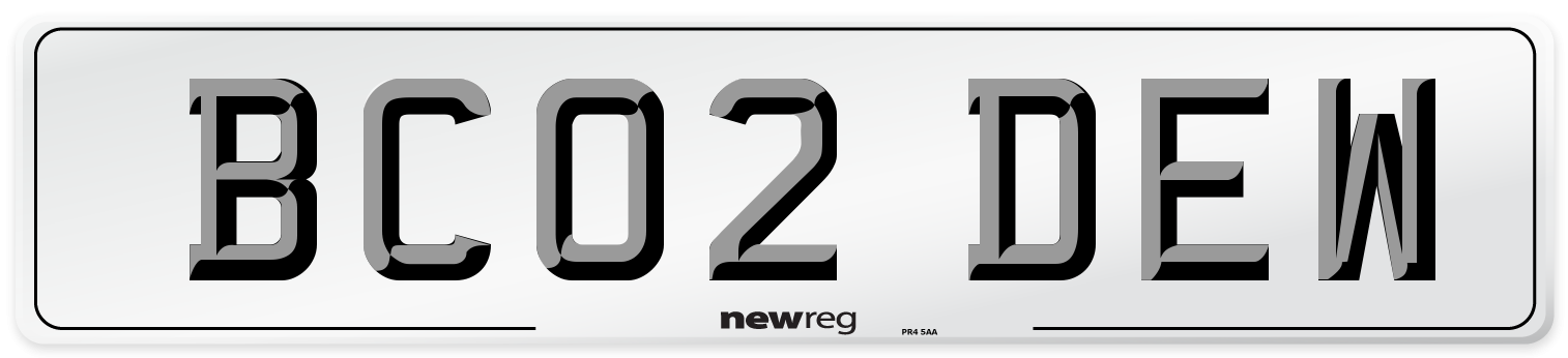 BC02 DEW Number Plate from New Reg
